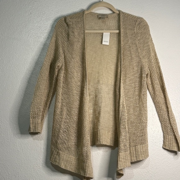 LOFT Outlet Lightweight Cream Knit Cardigan with Ribbed Cuffs, Sz M. NWT. - Picture 1 of 7